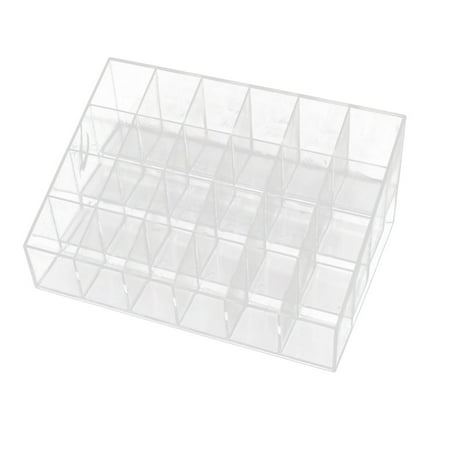Plastic Leaflet Display Rack Uxcell 16.5cmx11cm Plastic Clear 24 Slots Display Holder Brush Lipstick Rack Organizer ()