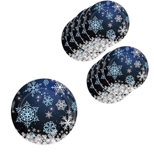 Black Snowflake Paper Plates Tableware Set Winter Snowflake Party Tableware Supplies Birthday Party Tableware Set
