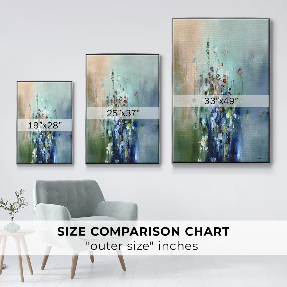 Current Air II Framed Premium Gallery Wrapped Canvas - Ready to Hang - 25 x 37 - Silver Floating Frame