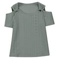 thumbnail image 3 of Feancey Girls Eyelet Short Sleeve T Shirts 2025 Trendy Cold Shoulder Tops Toddler Kids Casual Crewneck Tees Solid Color Loose Blouse Limited Time Sales Green 140, 3 of 9