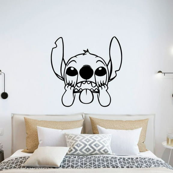 Teasing Stitch Tongue Lilo and Stitch Disney Cartoon Wall Sticker Art Decal for Boys Girls Room Bedroom Kindergarten Nursery House Fun Home Decors Stickers Wall Art Vinyl Decoration Size (10x10 inch)