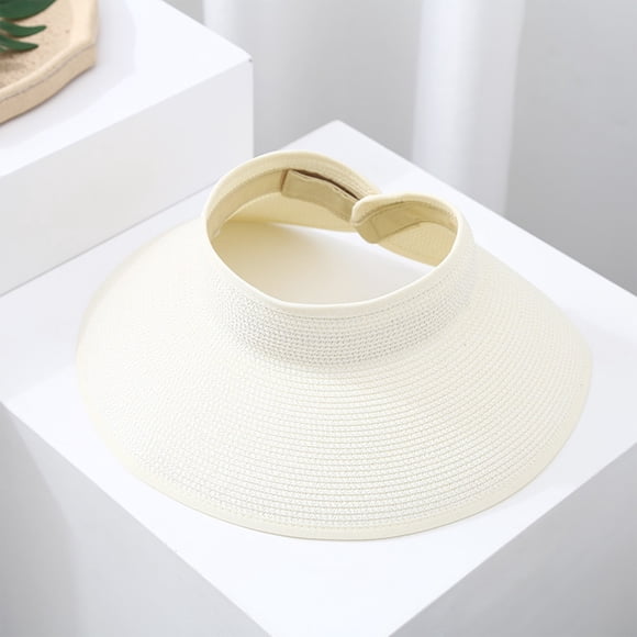 KoiLife Chapeau de Soleil à Dessus Vide Protection UV Chapeau de Soleil Chapeau de Vacances pour Dames Chapeaux de Soleil pour Femmes Chapeaux de Plage Bord Longueur 5 Pouces Blanc Protecteur Solaire Frais pour la Plage et les Escapades d'Été