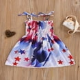 thumbnail image 2 of Robe à Bretelles Spaghetti pour Filles, Imprimé d'Étoiles, Décontractée, Sans Manches, Froncée, Robe de Princesse d'Été, Tenue de Fête, 2 of 7