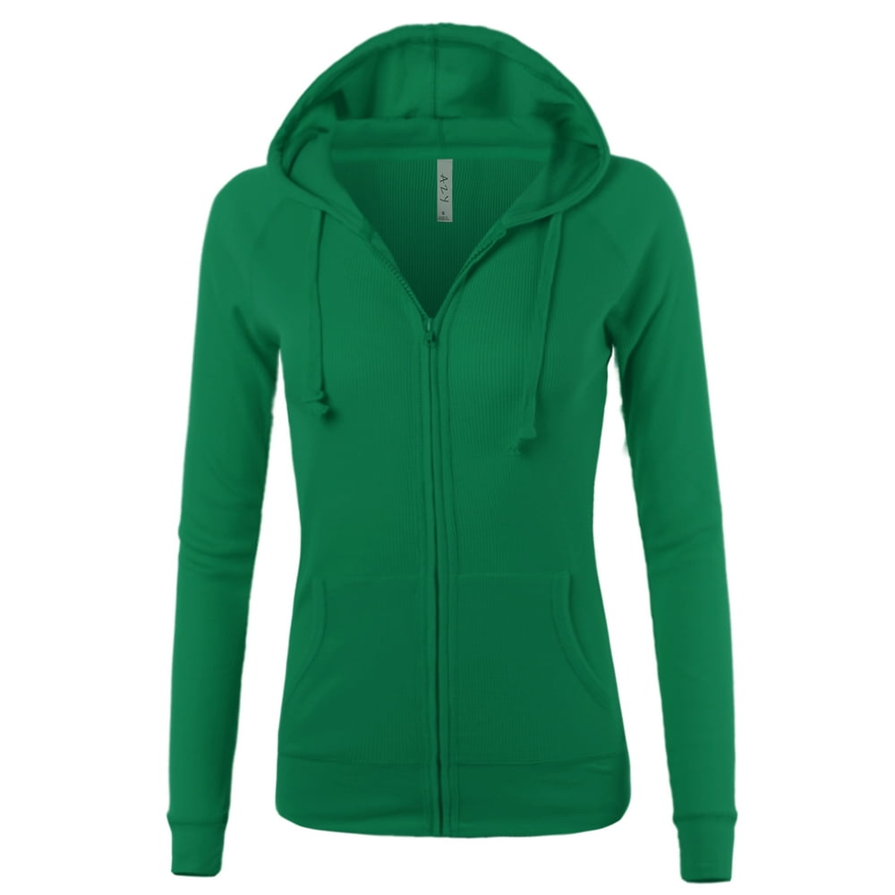 A2Y - A2Y Women's Casual Fitted Lightweight Pocket Zip Up Hoodie Kelly ...