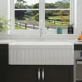 thumbnail image 2 of 33"x18" White Fireclay Farmhouse Double Basin Kitchen Sink with Basket Strainer and Bottom Grid, 2 of 7