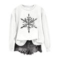 thumbnail image 4 of Christmas Crewneck Sweatshirts for Women Cute Snowflakes Graphic Printed Hoodless Top X-Mas Holiday Festival Long Sleeve Pullover Tops Casual Workout Outfits White XL, 4 of 4