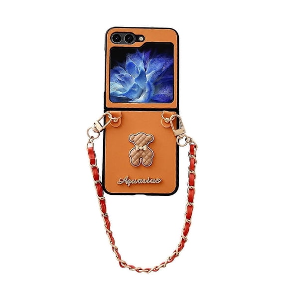 Cute Case for Z Flip 5, Luxury Handheld Shockproof Back Case with Strap for Z Flip 5 2023