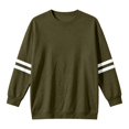 thumbnail image 4 of KHONTS Women's Striped Oversized Sweatshirt Crewneck Pullover Tops Basic Drop Shoulder Retro Sporty Fashion Fall Outfits for Casual Daily Green L, 4 of 4