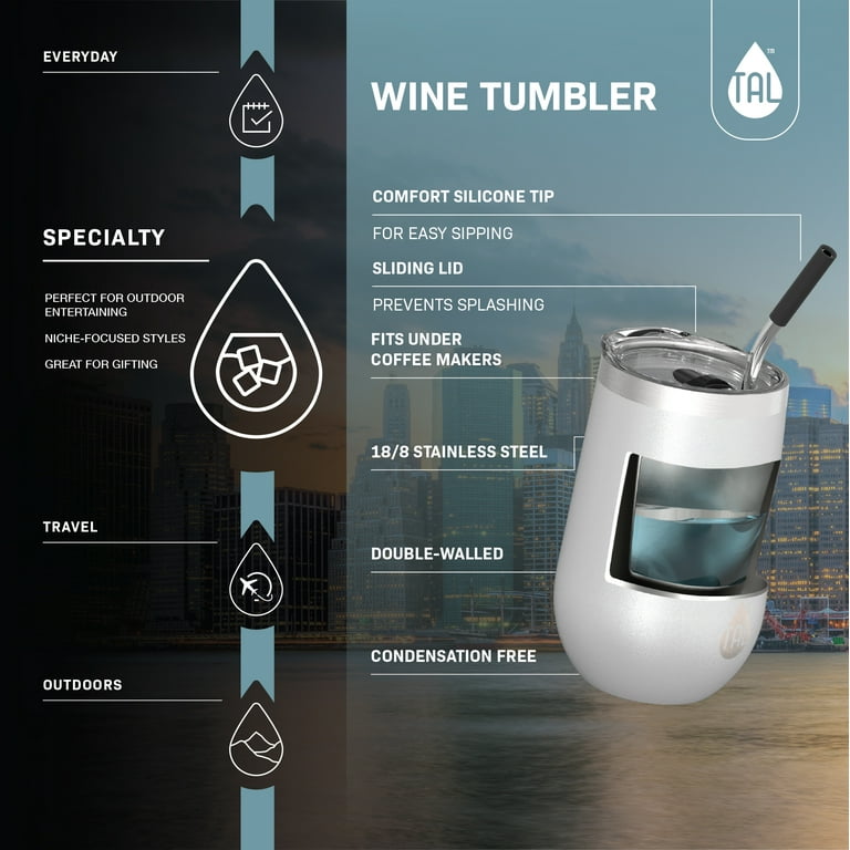 TAL Stainless Steel Wine Tumbler 16 fl oz, White