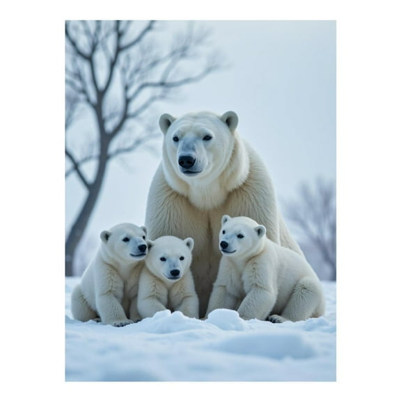 Diamond Art Kit for Adults, Polar Bear Family In Snow Diamond Painting for Adults Beginners, 5D DIY Diamond Art Painting Kits, Colorful Diamond Painting Craft for Home Decor 12x16
