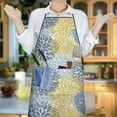 thumbnail image 6 of Blue and Yellow Floral Pattern Apron-Garden Aprons for Women with Pockets-Cotton Linen Waterproof Kitchen Cooking Gardening Aprons Adjustable for Kitchen,Cooking,BBQ and Salon 33x27 Inch, 6 of 7