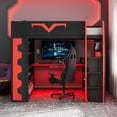thumbnail image 4 of Harper & Bright Designs Full Size Gaming Loft Bed with Integrated Desk & RGB LED Lights, Wood Pro-Gamer Bed with Power Outlet, Large Bookshelf, Pegboard, Keyboard Tray & Storage Drawer, Red, 4 of 18