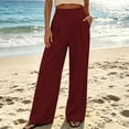 thumbnail image 2 of Zulora Women's Fall High Waist Wide Leg Lounge Pants Soft Knit Flowy Trousers with Deep Pockets, 2 of 10
