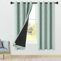 REGALWOVEN Blackout Curtains 2 Panels for Bedroom with Black Liner , Double Layer Grommet Thermal Insulated Living Room Curtain Light Sage 52"Wx72"L