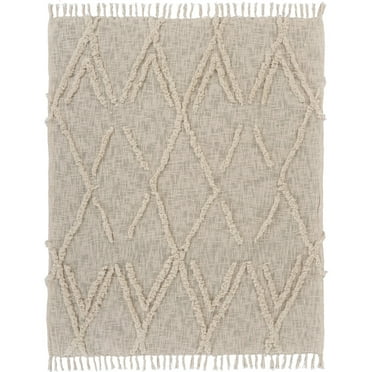 LR Home Ruby Natural Diamond Shag Lightweight Adult Cotton Throw Blanket, 50" x 60"