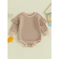 thumbnail image 2 of Suealasg Toddler Baby Girl Sweater Romper Ruffle Long Sleeve Round Neck Solid Color Knit Bodysuit 3M 6M 12M 18M Newborn Girl Fall Winter One Piece Clothes, 2 of 9