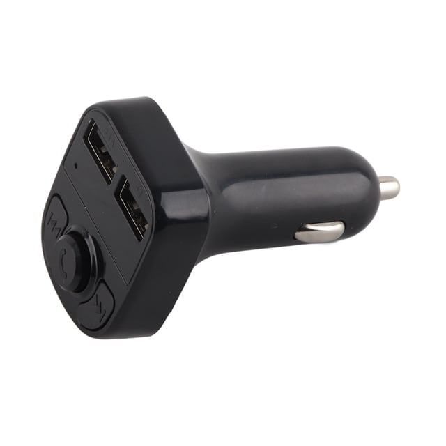 Cargador de teléfono móvil Bluetooth para coche, color negro, 12-24 V, transmisor FM, reproductor MP3, carga USB dual