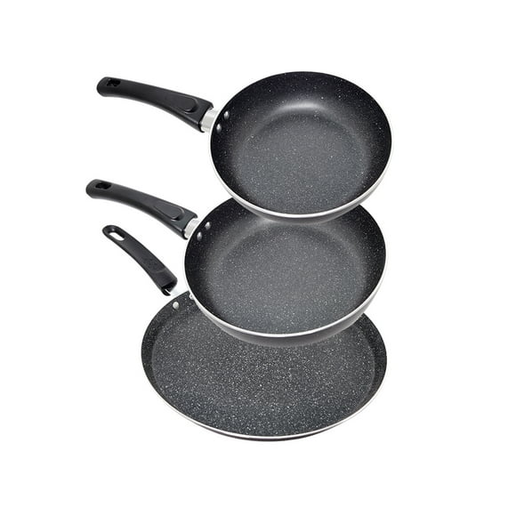 Set de comal y 2 sartenes Royal Haus Aluminio Marmoleado