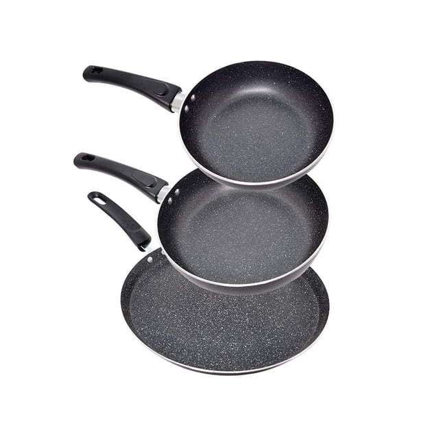 Set de comal y 2 sartenes Royal Haus Aluminio Marmoleado