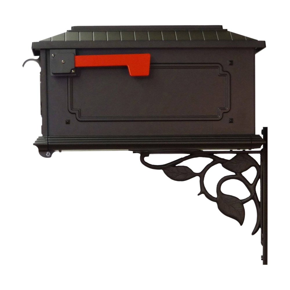 Kingston Curbside Mailbox with Floral Mailbox Mounting Bracket