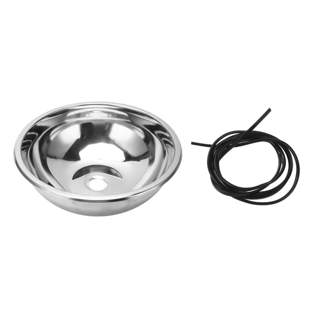Fregadero de barra redonda de 360 mm de diámetro, de acero inoxidable, con acabado cepillado, para RV, con almohadilla insonorizada para cocina.