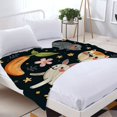 thumbnail image 3 of Durable Soft Flannel Blanket with Playful Seal Cat and Rabbit Design - Cozy for Sofa Travel Bed and Chair - Whimsical Stars & Flowers, 3 of 7