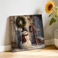 thumbnail image 3 of Canvas Wall Art, Christmas Framed Canvas Prints for Living Room Bathroom, Barn Snowman Xmas Wreath Wooden Farmhouse Gallery Wrapped Wall Decor for Home Office, Gifts, 12"x12" Ship Next Day, 3 of 9