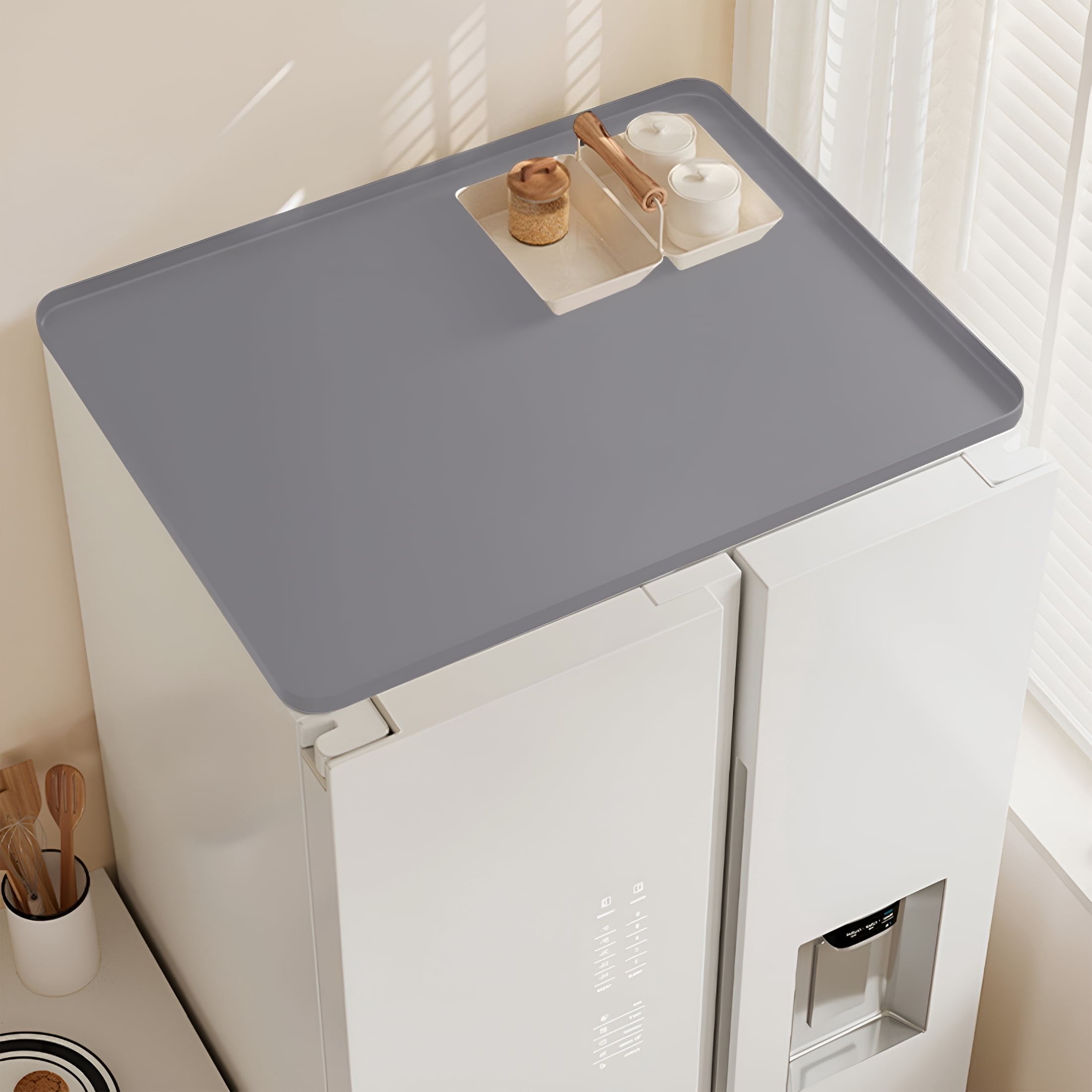 RLESO Waterproof Silicone Under Sink Mat for Kitchen and Bathroom,24 X 20 In,Washer Dryer Countertop with Shelf Organizer Tray Undersink Waterproof Mat