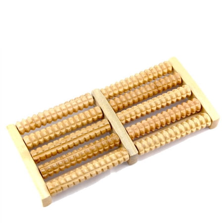 LARGE Wooden Foot Pain Massager 5 Roller Care Reflexology Relax Stress Relief 