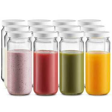 12 Pack Travel Glass 16oz Drinking Bottle Jar with Plastic Airtight Lids