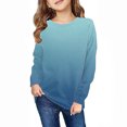 thumbnail image 5 of CFLVAEK Oversized Sweatshirts for Girls Fashion Gradient Print Sweatshirt Fall Long Sleeve Pullover Tops for Preppy Teen Girls Blue Size 11 Years, 5 of 9