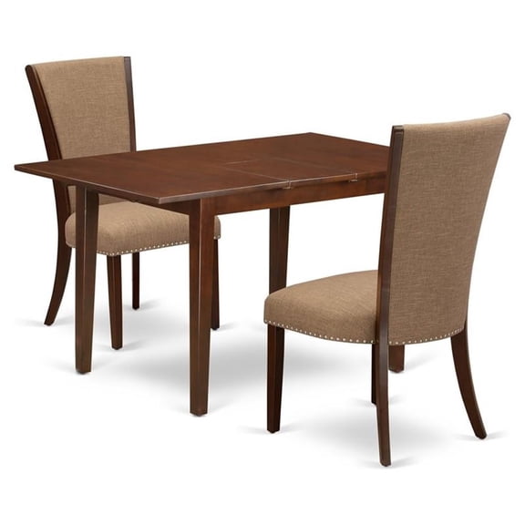 East West Furniture Picasso 3-piece Wood Dining Room Table Set in Mahogany