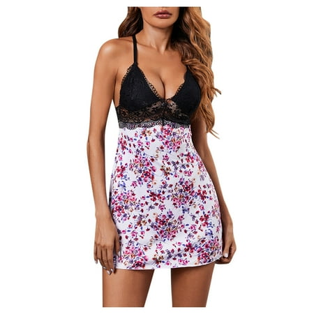 

Mackneog Sleep Dress for Women New Sexy Fashion Lace Lingerie Underwear Sleepwear Steel Ring Pajamas Garter Polyester Night Dress for Women Sleepwear