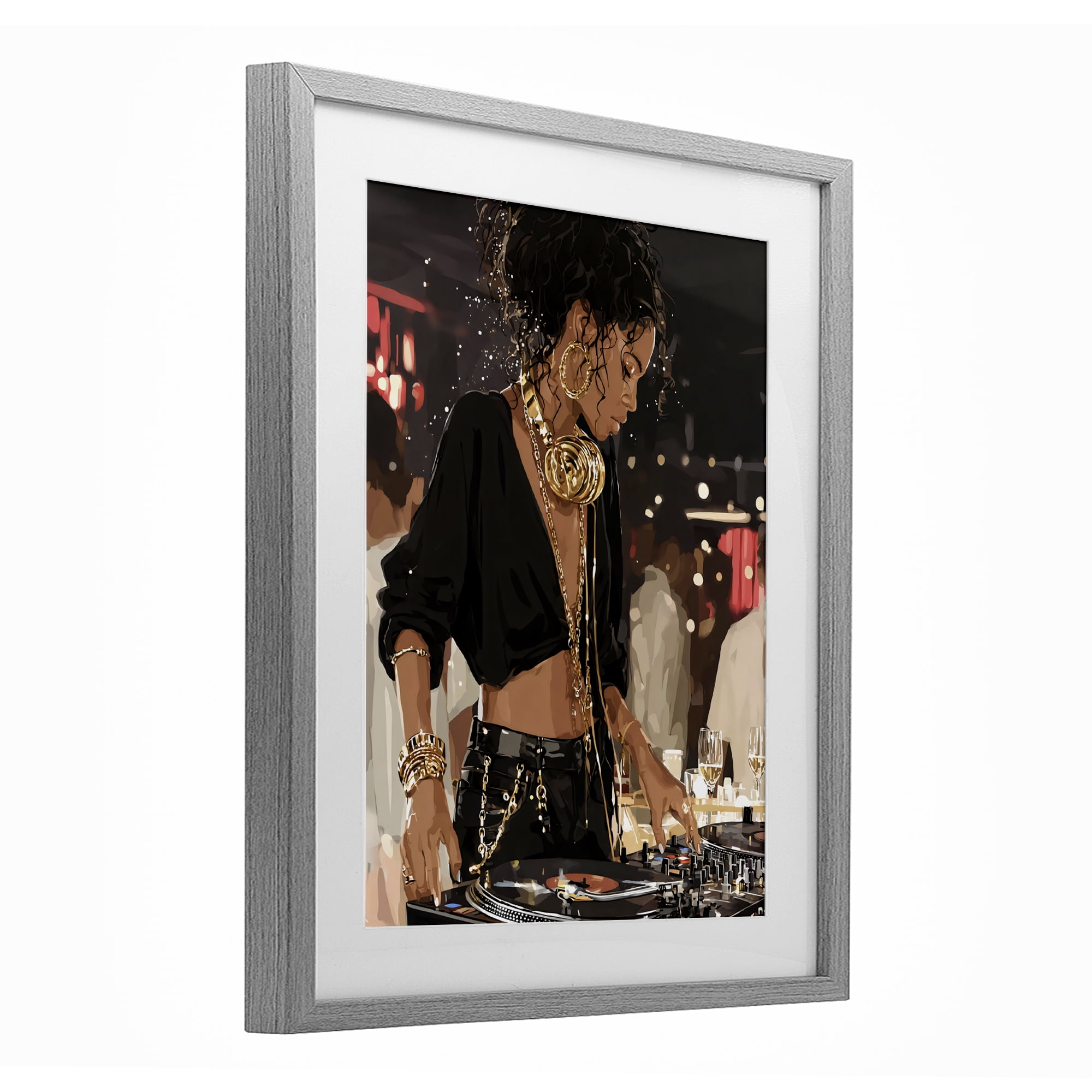 Stupell Industries Touches Of Gold DJ Gray Framed Print Under Glass, design by Franklyn Gregory