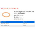 thumbnail image 2 of Oil Drain Plug Gasket - Compatible with 2014 - 2022 BMW X5 2015 2016 2017 2018 2019 2020 2021, 2 of 2
