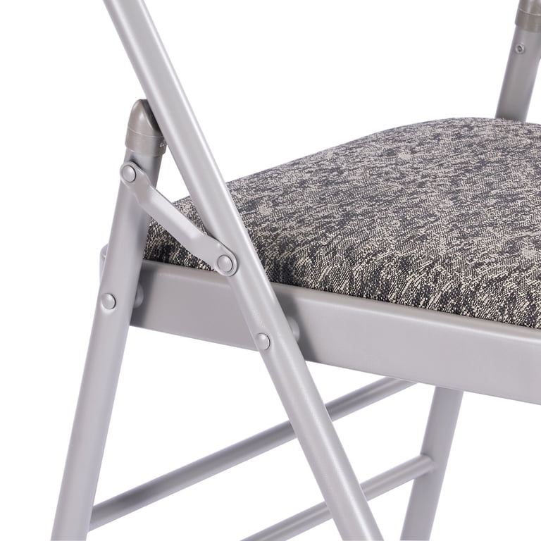 VTOY 2-Pack Gray Padded Folding Chairs, Portable Metal Chairs for