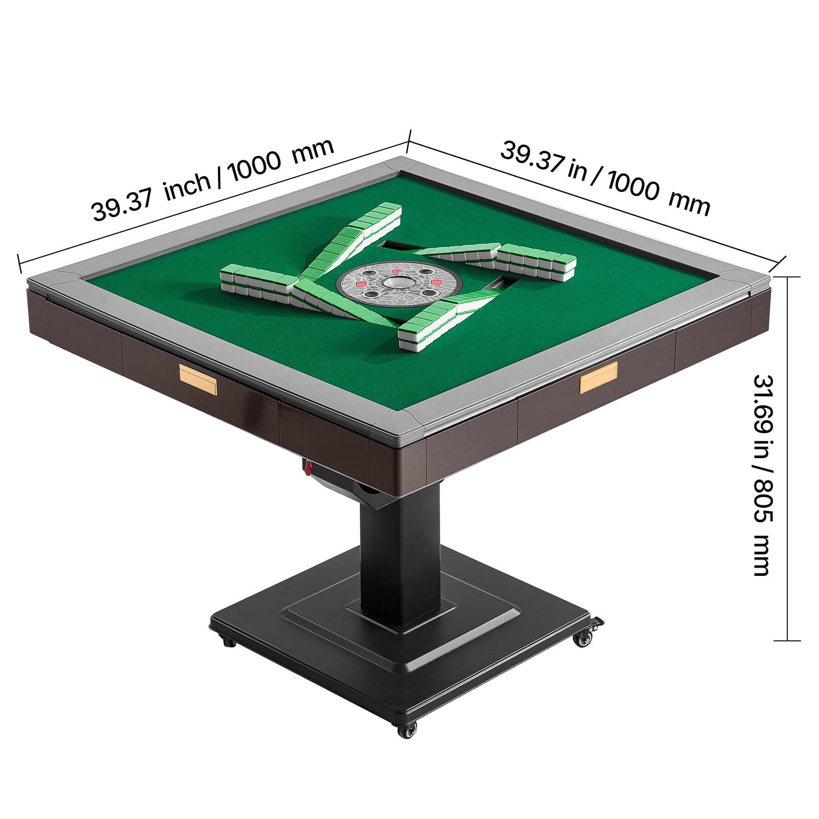 KFFKFF Automatic Mahjong Table with Wheels, Includes 2 Sets of 40 mm Tiles (164 Pieces), Foldable Design with Automatic Shuffling, Ideal for Home Use, Outdoor Activities