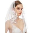 thumbnail image 3 of Bridal Veil Women's Simple Tulle Short Wedding Veil Ribbon Edge With Comb for Wedding Bachelorette Hen Party, 3 of 6