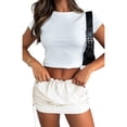 thumbnail image 1 of Womens Low Waist Cargo Skirt Ruched Drawstring Mini Short Skirts with Pockets, 1 of 2