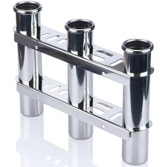3 Tubes Fishing Rod Holder for Boat, 304 Stainless Steel 3 Tubes Linked Fishing Rod Rack Wall-Mounted Fishing Pole Holder with Tools Storage for Marine Boat Yacht RV$$Sport & Recreation Other