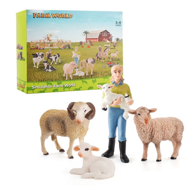 Amyove Simulation Farm Model Action Figure Cow Chicken Rabbit Sheep Horse Figurine Educational Toy For Children