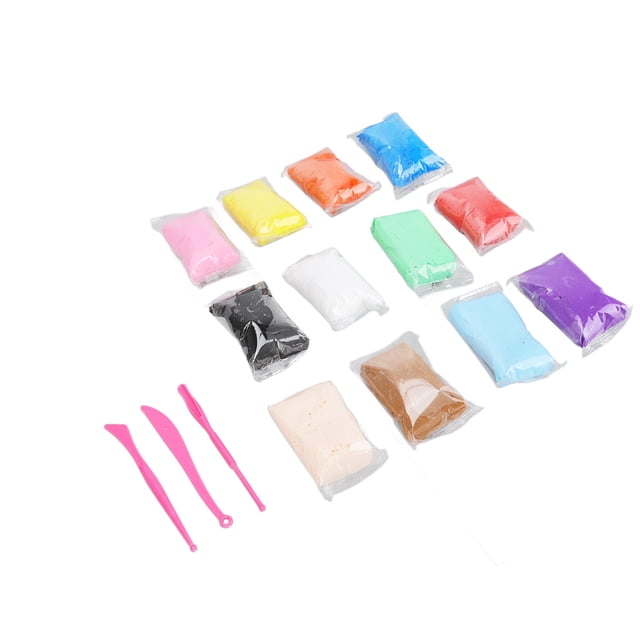 Air Dry Clay, Foam Clay 12 Color Develop Children's Potential Hand Made DIY With Utility Knife For Adults
