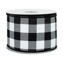Black White Buffalo Plaid Ribbon - 2 1/2" x 10 Yards, Wired Edge, Christmas, Birthday, Rustic, Farmhouse, Wreath