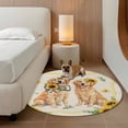 thumbnail image 3 of Cute Dog Round Living Room Rugs 3.3 ft, Yellow Sunflower Daisy Vintage Summer Field Animal Washable Area Rug with Non-Slip Sturdy Edge Binding Round Front Door Mat Floor Carpet for Entryway, 3 of 9