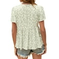 thumbnail image 2 of Hanerdun Women Floral Blouses Female Short Sleeve Pullover Shirt Top White L, 2 of 6