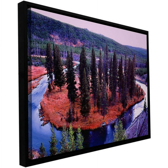 ArtWall Dean Uhlinger "Dusk Meander Yellowstone" Floater Framed Gallery-Wrapped Canvas