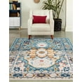 thumbnail image 4 of Unique Loom Madeline Vintage Collection Area Rug - Jackson (7' 10" x 10' Rectangle Teal/Ivory), 4 of 9