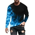 thumbnail image 2 of Zylanna Men's Long Sleeve T-Shirts, Printed Homewear Loose Crew Neck Casual Tops for Men Blue, 2 of 3