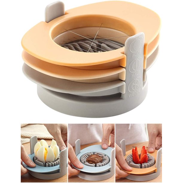 ANDUUNI Multifunctional 3 in 1 Egg Slicer,Hard Boiled Egg Slicers with