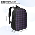 thumbnail image 2 of Xecao Purple Black Plaid print Travel Backpack, Large Computer Backpack for Men Women, College School Rucksack Book Bag, 2 of 5
